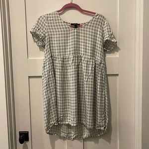 Green checked mini dress